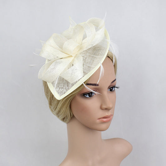 Sinamay Headband Fascinator, Accented with Feathers